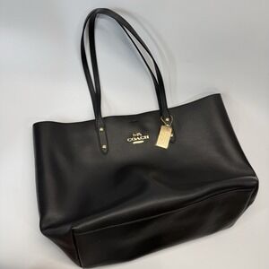 Coach City Tote Bag Purse Black Pebble Leather Gold Hardware Style 72673